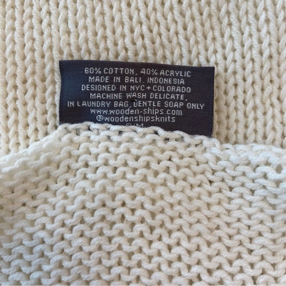 Wooden Ships Striped Minimalist Boho Short Sleeve Oversized Crewneck Sweater S/M - Picture 5 of 7